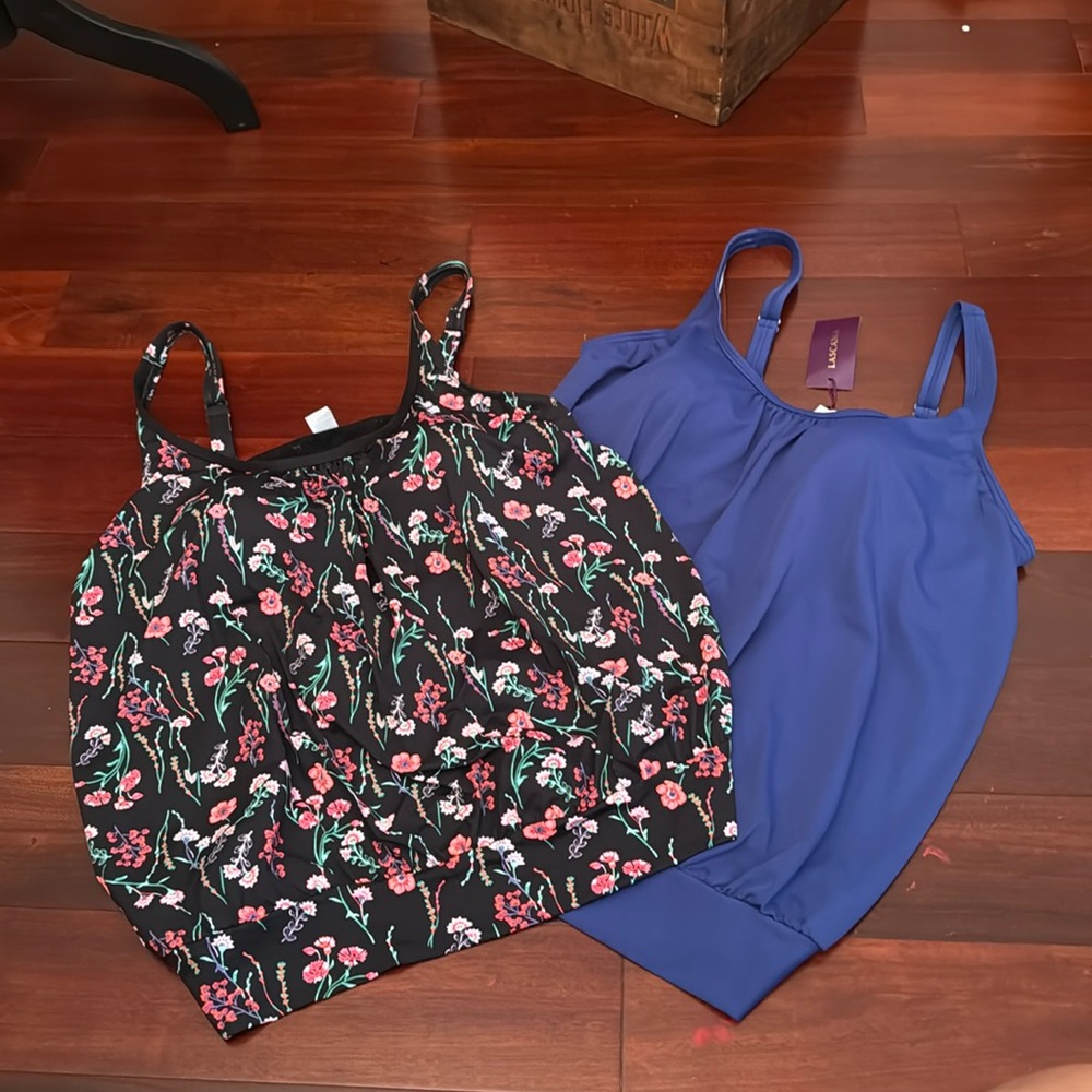 NWT 2 LASCANA Oversized Tankini Tops Size 10